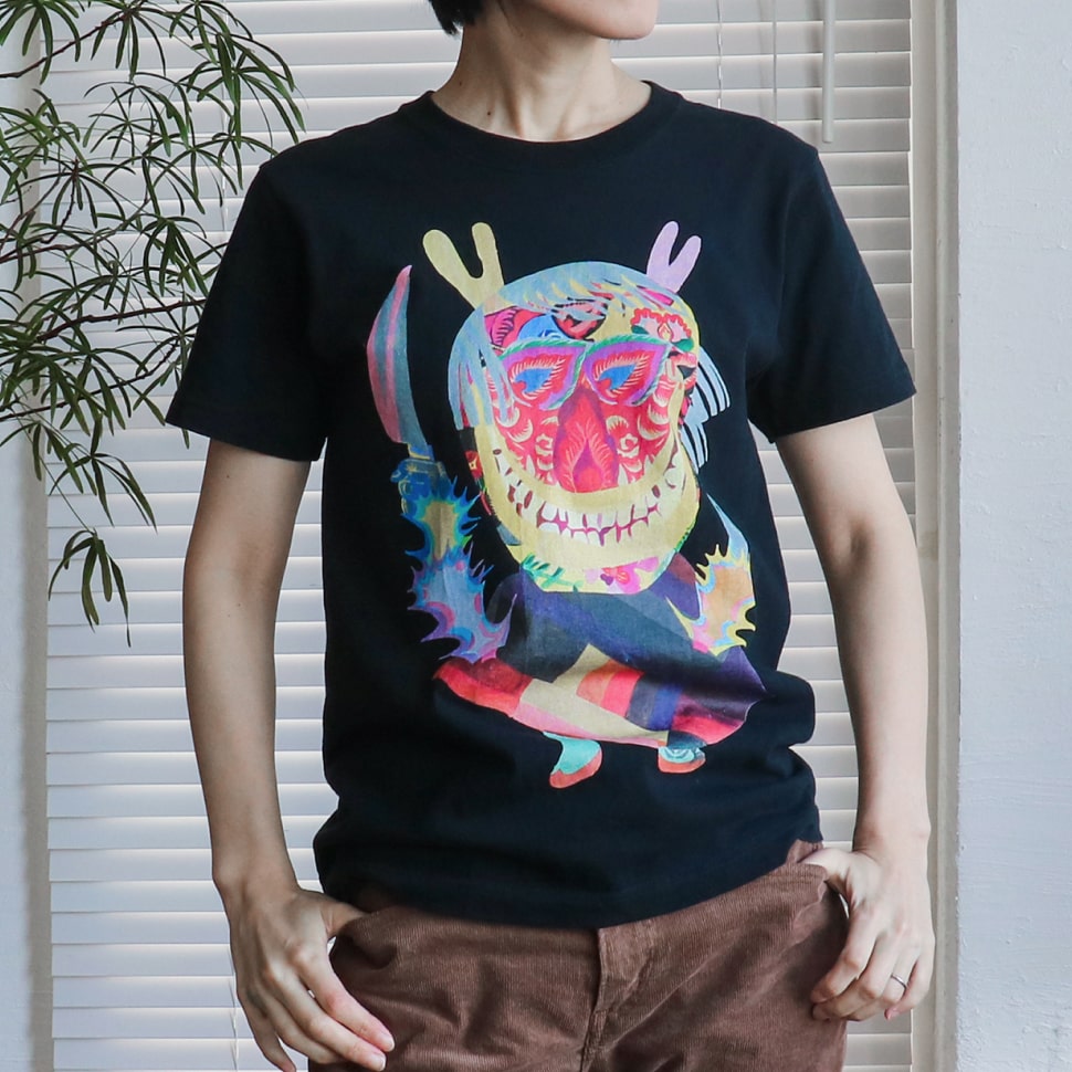 秋田人形道祖神 ナマハゲTシャツ ブラック Sサイズの着用写真